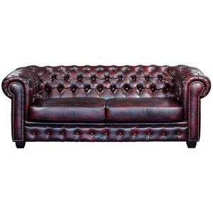 Vente-unique.ch Chesterfield Ledersofa 3-Sitzer - Büffelleder - Rotbraun - BRENTON