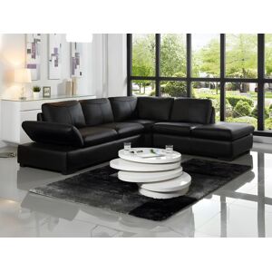 Vente-unique.ch Ecksofa Leder - Ecke Rechts - Schwarz - ONYX II