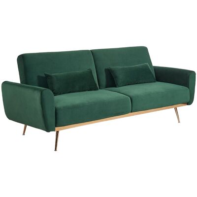 Vente-unique Schlafsofa Klappsofa 3-Sitzer - Samt - Tannengrün - LAUNEI Vente-unique Schlafsofa Klappsofa 3-Sitzer - Samt - Tannengrün - LAUNEI