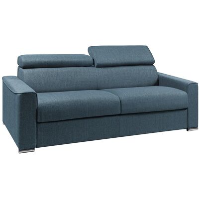 Vente-unique Schlafsofa 4-Sitzer - Liegefläche mit Lattenrost: 160 cm - Matratze: 22 cm mit Memory Schaum - Stoff - Blau - VIZIR Vente-unique Schlafsofa 4-Sitzer - Liegefläche mit Lattenrost: 160 cm - Matratze: 22 cm mit Memory Schaum - Stoff - Blau - VIZIR