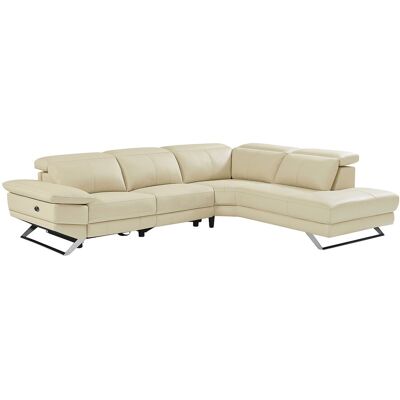 Vente-unique Ecksofa Relaxsofa elektrisch - Ecke rechts - Rindsleder - Beige - PUNO II Vente-unique Ecksofa Relaxsofa elektrisch - Ecke rechts - Rindsleder - Beige - PUNO II