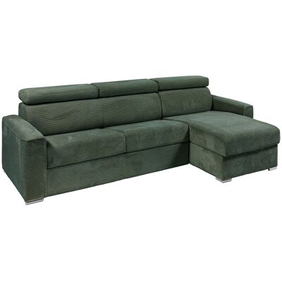 Vente-unique Ecksofa mit Matratze - Ecke wechselbar - Cord - Grün - Liegefläche mit Lattenrost mit breiten Latten 160 cm - Matratze 22 cm - Memory Schaum - VIZIR Vente-unique Ecksofa mit Matratze - Ecke wechselbar - Cord - Grün - Liegefläche mit Lattenrost mit breiten Latten 160 cm - Matratze 22 cm - Memory Schaum - VIZIR