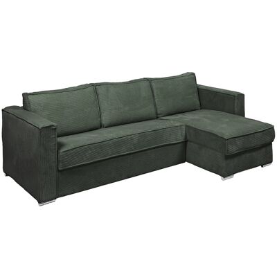 Vente-unique Eckschlafsofa mit Matratze - Ecke wechselbar - Cord - Grün - Liegefläche 160 cm - Matratze 18 cm - LORETO Vente-unique Eckschlafsofa mit Matratze - Ecke wechselbar - Cord - Grün - Liegefläche 160 cm - Matratze 18 cm - LORETO