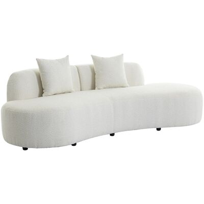 Vente-unique Sofa 3-Sitzer - Bouclé-Stoff - Weiß - BASILIANA Vente-unique Sofa 3-Sitzer - Bouclé-Stoff - Weiß - BASILIANA