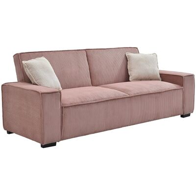 Vente-unique Sofa 3-Sitzer mit Schlaffunktion - Cord - Rosa - SEKOTA Vente-unique Sofa 3-Sitzer mit Schlaffunktion - Cord - Rosa - SEKOTA