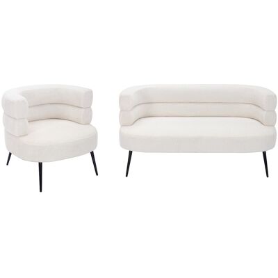 Vente-unique 2-Sitzer-Sofa und Sessel aus Bouclé-Stoff in Weiß CAMEDO Vente-unique 2-Sitzer-Sofa und Sessel aus Bouclé-Stoff in Weiß CAMEDO