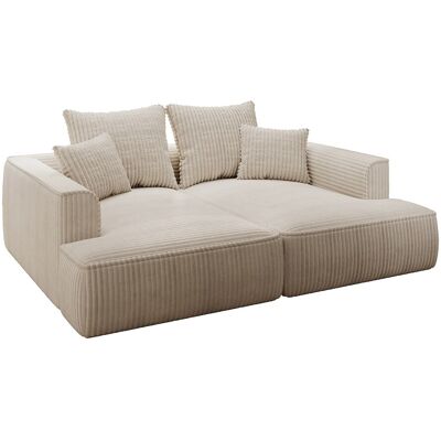 Vente-unique Sofa 3-Sitzer - tiefe Komfortsitzfläche - grob gerippter Cord - Beige - PINETA Vente-unique Sofa 3-Sitzer - tiefe Komfortsitzfläche - grob gerippter Cord - Beige - PINETA