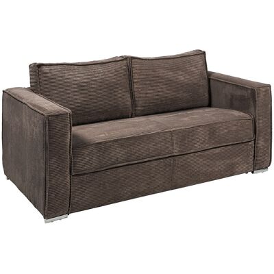 Vente-unique 4-Sitzer-Schlafsofa Express aus braunem Cord mit Memory-Schaum-Sitzfläche - Liegefläche 160 cm - Matratze 14 cm LORETO Vente-unique 4-Sitzer-Schlafsofa Express aus braunem Cord mit Memory-Schaum-Sitzfläche - Liegefläche 160 cm - Matratze 14 cm LORETO