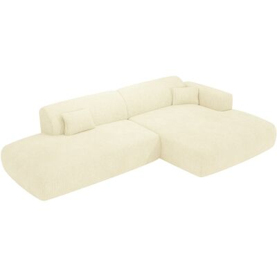 Vente-unique Ecksofa - Ecke rechts - offenes Ende - Samt-Stoff - Off-White - POGNI von Maison Céphy Vente-unique Ecksofa - Ecke rechts - offenes Ende - Samt-Stoff - Off-White - POGNI von Maison Céphy