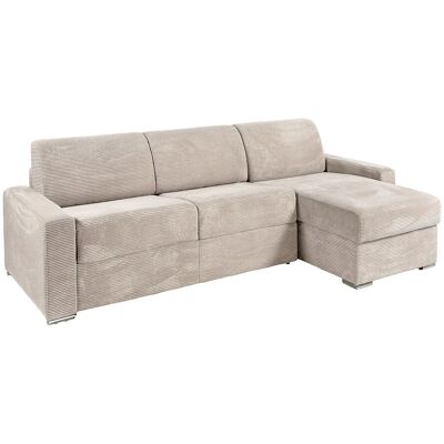 Vente-unique Reversibles Ecksofa mit Schnellbettfunktion - Cord - Beige - Liegefläche 140 cm - Matratze 22 cm mit Memory Schaum - CALITO Vente-unique Reversibles Ecksofa mit Schnellbettfunktion - Cord - Beige - Liegefläche 140 cm - Matratze 22 cm mit Memory Schaum - CALITO