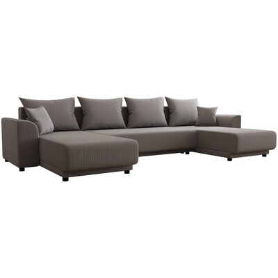 Vente-unique Panorama-Ecksofa mit Schlaffunktion NESSARO in Taupe Cord-Velours Vente-unique Panorama-Ecksofa mit Schlaffunktion NESSARO in Taupe Cord-Velours