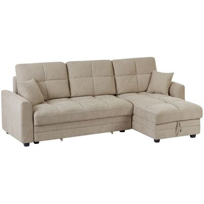 Vente-unique Ecksofa mit Schlaffunktion & Ecke wechselbar - Chenille-Stoff - Beige - LUMARIO Vente-unique Ecksofa mit Schlaffunktion & Ecke wechselbar - Chenille-Stoff - Beige - LUMARIO