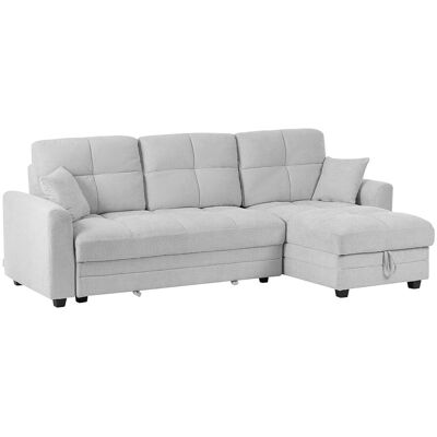 Vente-unique Ecksofa mit Schlaffunktion & Ecke wechselbar - Chenille-Stoff - Hellgrau - LUMARIO Vente-unique Ecksofa mit Schlaffunktion & Ecke wechselbar - Chenille-Stoff - Hellgrau - LUMARIO