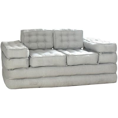 Vente-unique Modulares ausklappbares Sofa aus grauem Stoff DILAKO Vente-unique Modulares ausklappbares Sofa aus grauem Stoff DILAKO
