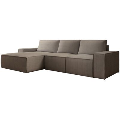 Vente-unique Großes Ecksofa mit Schlaffunktion - Ecke links - Cord - Taupe - AMELIA Vente-unique Großes Ecksofa mit Schlaffunktion - Ecke links - Cord - Taupe - AMELIA