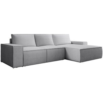 Vente-unique Großes Ecksofa mit Schlaffunktion - Ecke rechts - Cord - Hellgrau - AMELIA Vente-unique Großes Ecksofa mit Schlaffunktion - Ecke rechts - Cord - Hellgrau - AMELIA