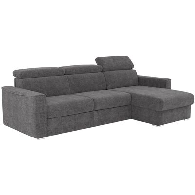 Vente-unique Ecksofa mit Matratze - Ecke wechselbar - Chenillestoff - Anthrazitgrau - Liegefläche mit Lattenrost mit breiten Latten 160 cm - Matratze 22 cm - Memory Schaum - VIZIR Vente-unique Ecksofa mit Matratze - Ecke wechselbar - Chenillestoff - Anthrazitgrau - Liegefläche mit Lattenrost mit breiten Latten 160 cm - Matratze 22 cm - Memory Schaum - VIZIR