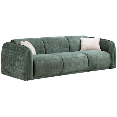 Vente-unique Sofa 3-Sitzer - Chenille-Stoff - Grün - JUNETI Vente-unique Sofa 3-Sitzer - Chenille-Stoff - Grün - JUNETI