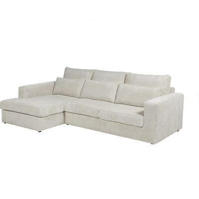 Vente-unique Linkes Ecksofa aus beigefarbenem Cord – MONDOVI Vente-unique Linkes Ecksofa aus beigefarbenem Cord – MONDOVI