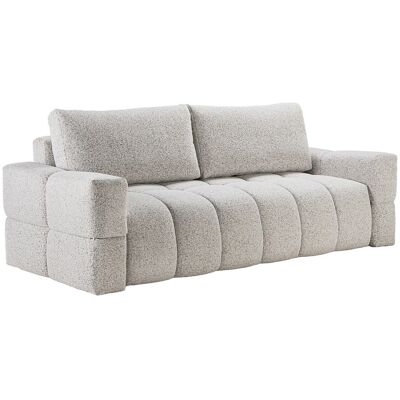 Vente-unique Sofa 3-Sitzer mit Schlaffunktion - Bouclé-Stoff - Hellgrau - ISSORO II Vente-unique Sofa 3-Sitzer mit Schlaffunktion - Bouclé-Stoff - Hellgrau - ISSORO II