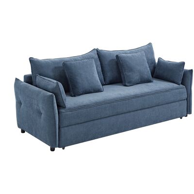 Vente-unique 3-Sitzer-Schlafsofa aus blauem Stoff mit Memory-Schaum-Sitz SITALA Vente-unique 3-Sitzer-Schlafsofa aus blauem Stoff mit Memory-Schaum-Sitz SITALA