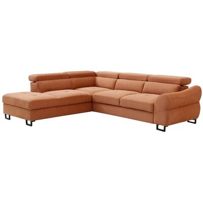 Vente-unique Ecksofa mit Schlaffunktion – Ecke links – Strukturstoff Terracotta – VAVERDO Vente-unique Ecksofa mit Schlaffunktion – Ecke links – Strukturstoff Terracotta – VAVERDO