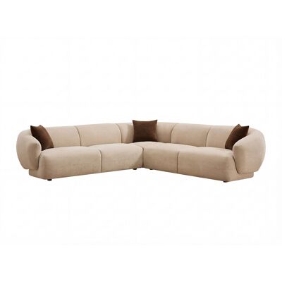 Vente-unique Wendbares Ecksofa aus texturiertem Stoff - Beige - MIBASTO Vente-unique Wendbares Ecksofa aus texturiertem Stoff - Beige - MIBASTO