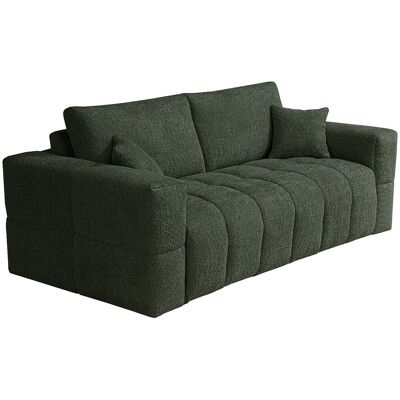 Vente-unique Schlafsofa 3-Sitzer mit Matratze – Bouclé-Stoff – Grün – Liegefläche 140 cm – Matratze 13 cm – ISSORO Vente-unique Schlafsofa 3-Sitzer mit Matratze – Bouclé-Stoff – Grün – Liegefläche 140 cm – Matratze 13 cm – ISSORO