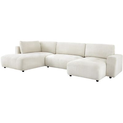 Vente-unique Großes panoramisches Ecksofa rechts aus Chenillestoff Beige - CELARO Vente-unique Großes panoramisches Ecksofa rechts aus Chenillestoff Beige - CELARO