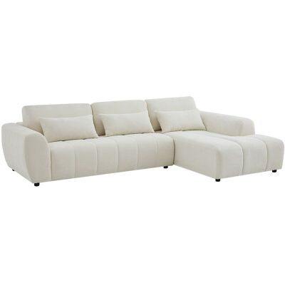 Vente-unique Ecksofa Ecke rechts mit verstellbarer Rückenlehne aus beigem strukturiertem Stoff FABARTO Vente-unique Ecksofa Ecke rechts mit verstellbarer Rückenlehne aus beigem strukturiertem Stoff FABARTO