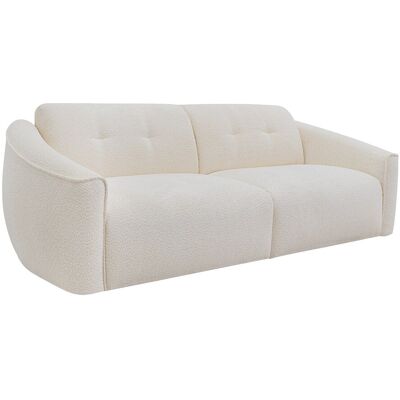Vente-unique 4-Sitzer Schlafsofa mit Schnellverstellung aus weißem Bouclé-Stoff - Liegefläche 160 cm - 13 cm Memory-Schaum-Matratze ASUFA Vente-unique 4-Sitzer Schlafsofa mit Schnellverstellung aus weißem Bouclé-Stoff - Liegefläche 160 cm - 13 cm Memory-Schaum-Matratze ASUFA