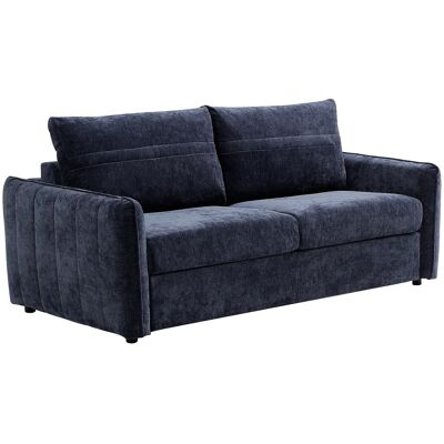 Vente-unique 3-Sitzer-Sofa, Schnellklappbett aus strukturiertem Stoff Blau - Schlafbreite 140 cm MALOGU Vente-unique 3-Sitzer-Sofa, Schnellklappbett aus strukturiertem Stoff Blau - Schlafbreite 140 cm MALOGU