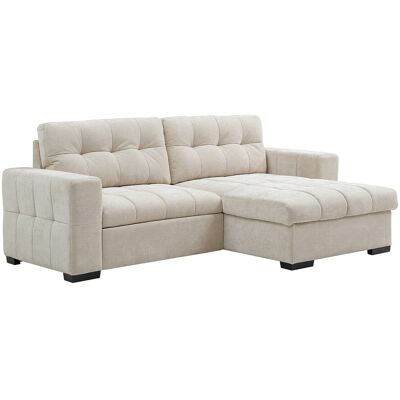 Vente-unique Eck-Schlafsofa, klappbar und wendbar, Textil strukturiert, beige, BRISAMA Vente-unique Eck-Schlafsofa, klappbar und wendbar, Textil strukturiert, beige, BRISAMA