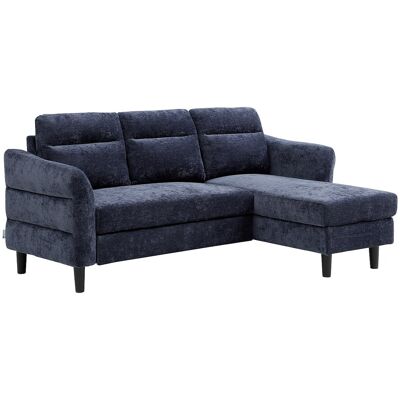 Vente-unique Ecksofa mit Schlaffunktion, wandelbar - Strukturstoff - Nachtblau - VANERSI Vente-unique Ecksofa mit Schlaffunktion, wandelbar - Strukturstoff - Nachtblau - VANERSI