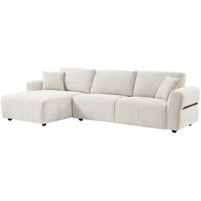 Vente-unique Ecksofa links – Strukturstoff – Beige – GOSALO de Maison Céphy Vente-unique Ecksofa links – Strukturstoff – Beige – GOSALO de Maison Céphy