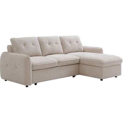 Vente-unique Ecksofa mit Schlaffunktion und wechselbarer Ecke aus strukturiertem Stoff in Beige POBAVA Vente-unique Ecksofa mit Schlaffunktion und wechselbarer Ecke aus strukturiertem Stoff in Beige POBAVA