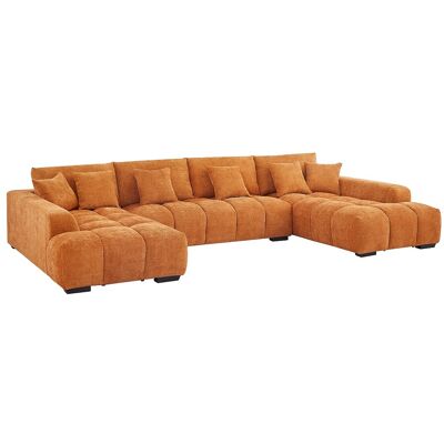 Vente-unique Großes Panorama-Ecksofa aus strukturiertem Terrakotta-Stoff BERENIA Vente-unique Großes Panorama-Ecksofa aus strukturiertem Terrakotta-Stoff BERENIA