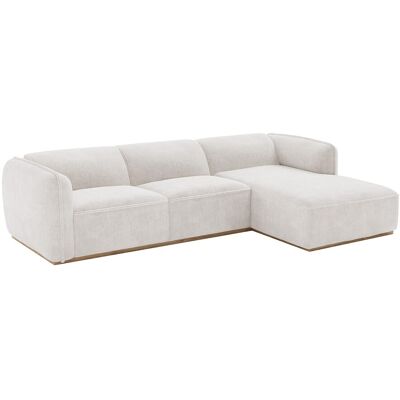 Vente-unique Ecksofa - Ecke rechts - aus Chenille-Stoff in Beige mit Holzsockel CANOBRU Vente-unique Ecksofa - Ecke rechts - aus Chenille-Stoff in Beige mit Holzsockel CANOBRU
