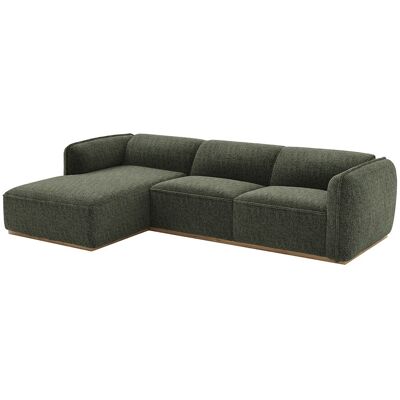 Vente-unique Ecksofa - Ecke links - aus Chenille-Stoff in Khakigrün mit Holzsockel CANOBRU Vente-unique Ecksofa - Ecke links - aus Chenille-Stoff in Khakigrün mit Holzsockel CANOBRU