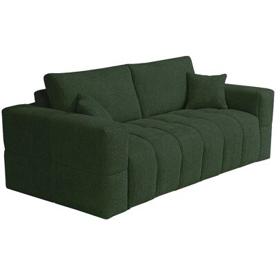 Vente-unique Schlafsofa 4-Sitzer mit Express-Bettfunktion aus Bouclé-Stoff in Grün - Liegefläche 160 cm - Matratze 20 cm ISSORO Vente-unique Schlafsofa 4-Sitzer mit Express-Bettfunktion aus Bouclé-Stoff in Grün - Liegefläche 160 cm - Matratze 20 cm ISSORO