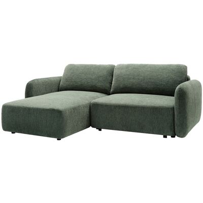 Vente-unique Ecksofa links mit Schlaffunktion aus Chenille-Stoff in Tannengrün PLUFATI Vente-unique Ecksofa links mit Schlaffunktion aus Chenille-Stoff in Tannengrün PLUFATI
