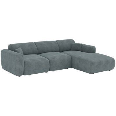 Vente-unique Schlafsofa mit Ecke Rechts aus blauem Feinrippen-Cord-Samt POGNI von Maison Céphy Vente-unique Schlafsofa mit Ecke Rechts aus blauem Feinrippen-Cord-Samt POGNI von Maison Céphy