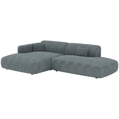 Vente-unique Offenes Ecksofa links aus fein geripptem Cord in Blau POGNI von Maison Céphy Vente-unique Offenes Ecksofa links aus fein geripptem Cord in Blau POGNI von Maison Céphy