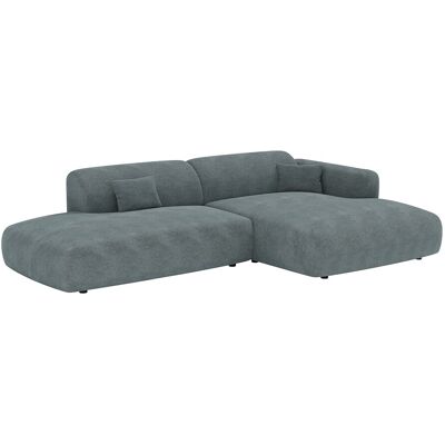 Vente-unique Offenes Ecksofa rechts aus fein geripptem Cord in Blau POGNI von Maison Céphy Vente-unique Offenes Ecksofa rechts aus fein geripptem Cord in Blau POGNI von Maison Céphy