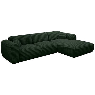 Vente-unique Großes Ecksofa rechts aus grobem Breitcord-Samt in Grün POGNI von Maison Céphy Vente-unique Großes Ecksofa rechts aus grobem Breitcord-Samt in Grün POGNI von Maison Céphy