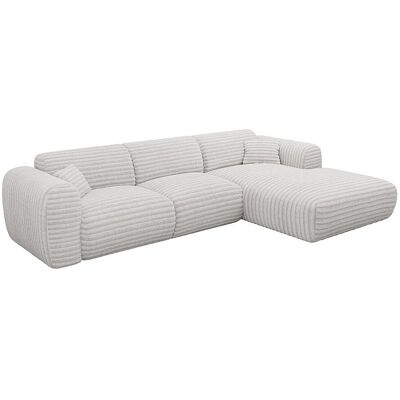 Vente-unique Großes Ecksofa rechts aus grobem Breitcord-Samt in Hellgrau POGNI von Maison Céphy Vente-unique Großes Ecksofa rechts aus grobem Breitcord-Samt in Hellgrau POGNI von Maison Céphy