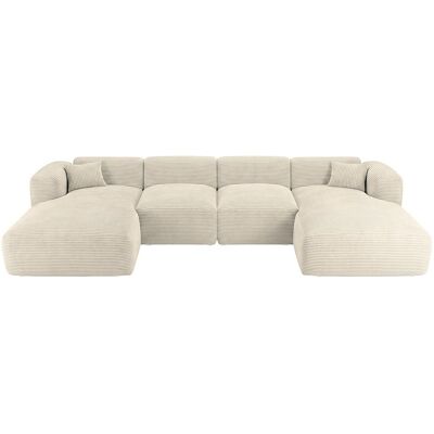 Vente-unique Große Cord-Samt-Wohnlandschaft in Beige von Maison Céphy POGNI Vente-unique Große Cord-Samt-Wohnlandschaft in Beige von Maison Céphy POGNI