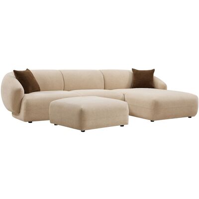 Vente-unique Rechtes Ecksofa mit Hocker aus texturiertem Stoff - Beige - MIBASTO Vente-unique Rechtes Ecksofa mit Hocker aus texturiertem Stoff - Beige - MIBASTO