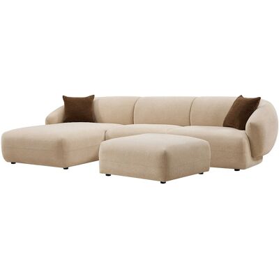 Vente-unique Linkes Ecksofa mit Hocker aus texturiertem Stoff - Beige - MIBASTO Vente-unique Linkes Ecksofa mit Hocker aus texturiertem Stoff - Beige - MIBASTO