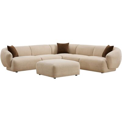 Vente-unique Wendbares Ecksofa mit Hocker aus texturiertem Stoff - Beige - MIBASTO Vente-unique Wendbares Ecksofa mit Hocker aus texturiertem Stoff - Beige - MIBASTO